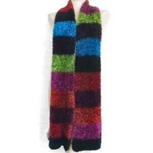 NWT Mixit Long Colorful Multicolor Chunky Stripes Fuzzy Soft Warm Scarf